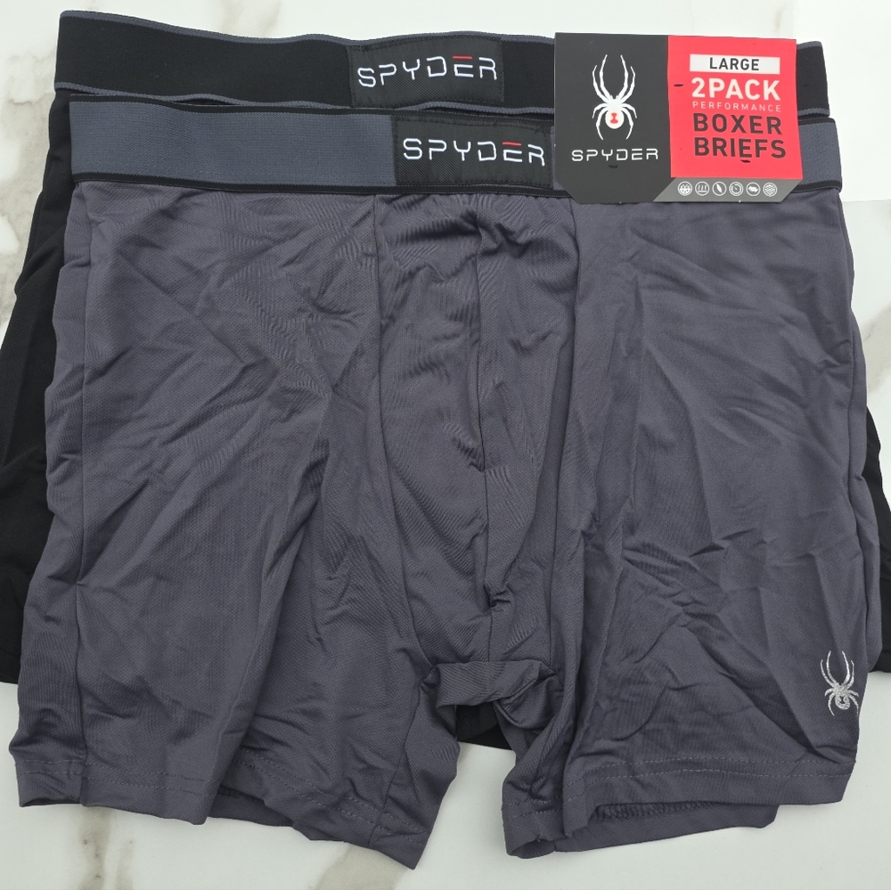 Men's Spyder Performance Mesh Boxer Briefs 2 Pack Large Nylon